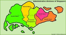 Administrative divisions map of Singapore