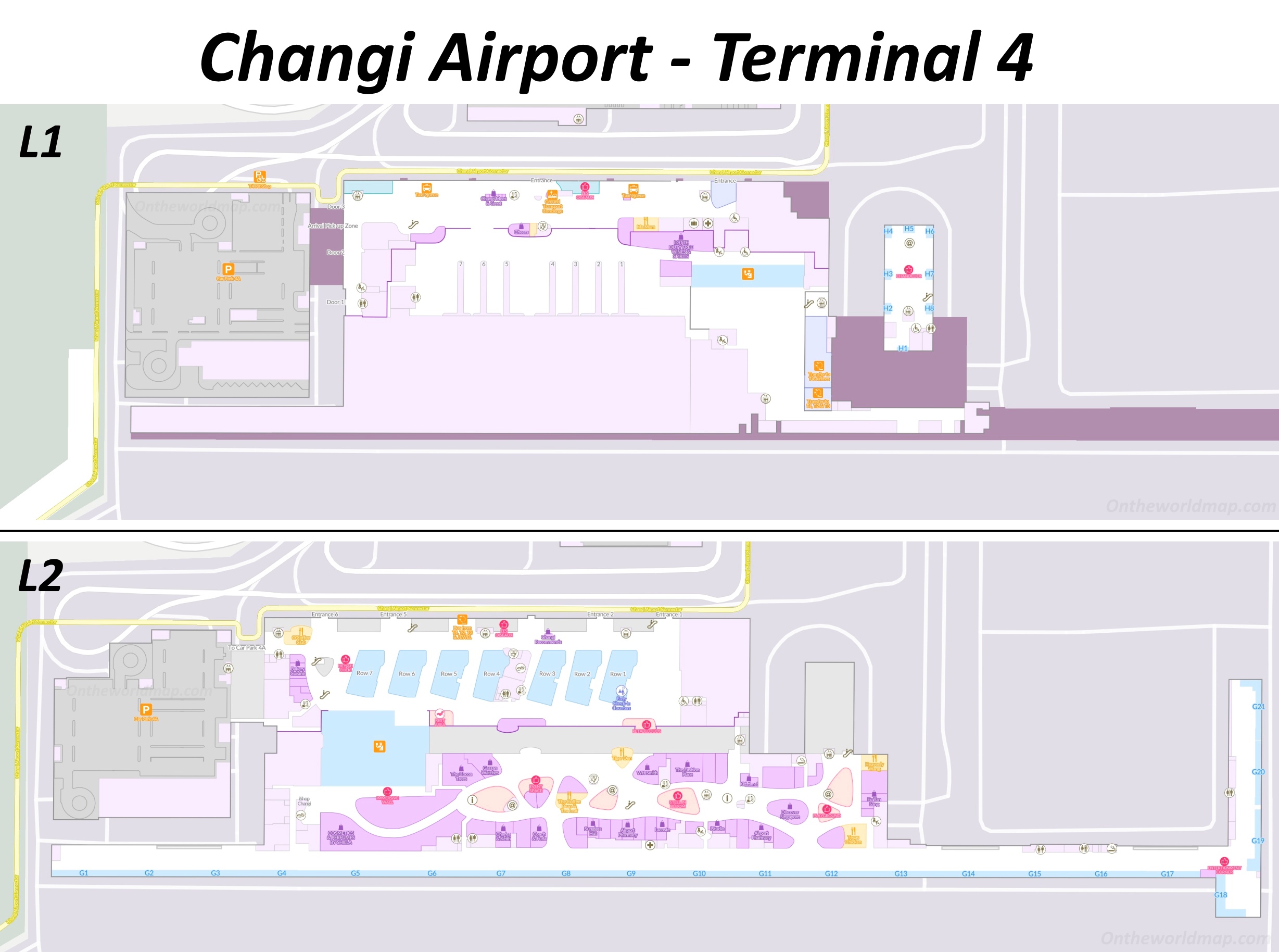 Changi Airport Terminal 4 Map | Singapore - Ontheworldmap.com