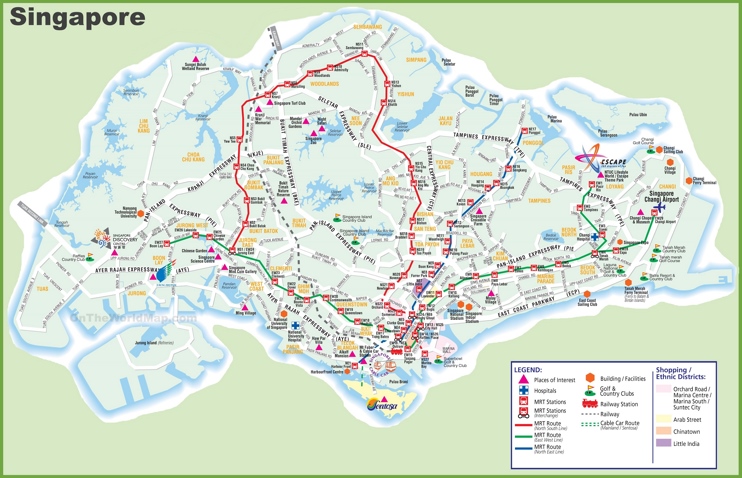 Large transport map of Singapore