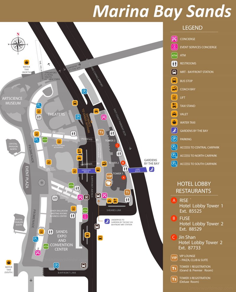 Marina Bay Sands Map | Singapore - Ontheworldmap.com