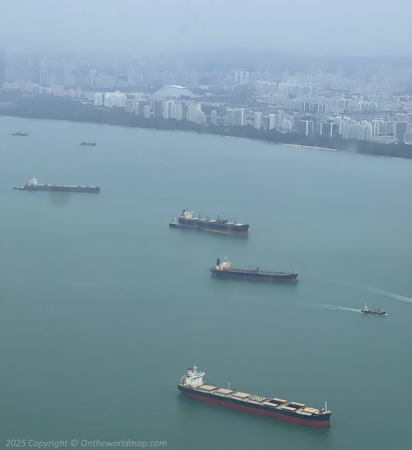 Singapore Strait from the airplane window