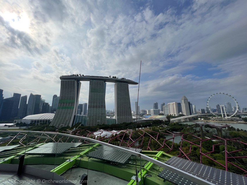 View of Marina Bay Sands Singapore from the top of Gardens by the Bay