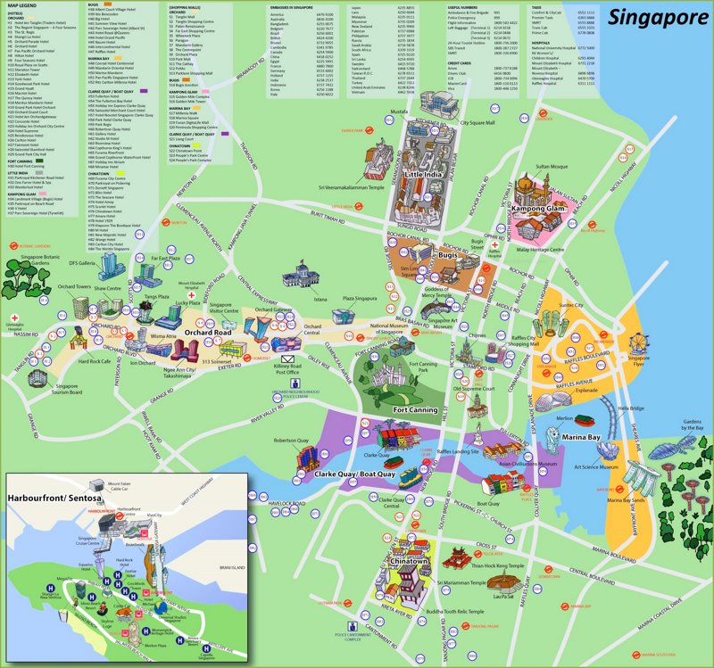 Singapore Hotels And Shopping Malls Map
