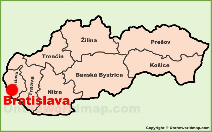 Bratislava location on the Slovakia map
