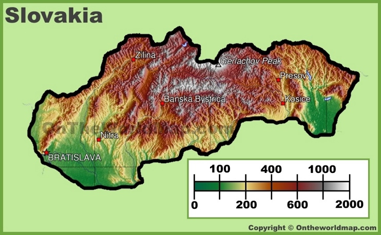 Slovakia physical map
