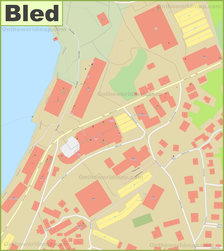 Bled town center map