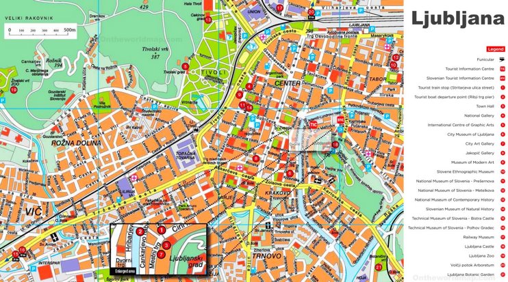Ljubljana sightseeing map