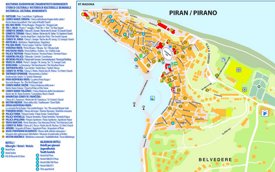 Piran hotels and sightseeings map