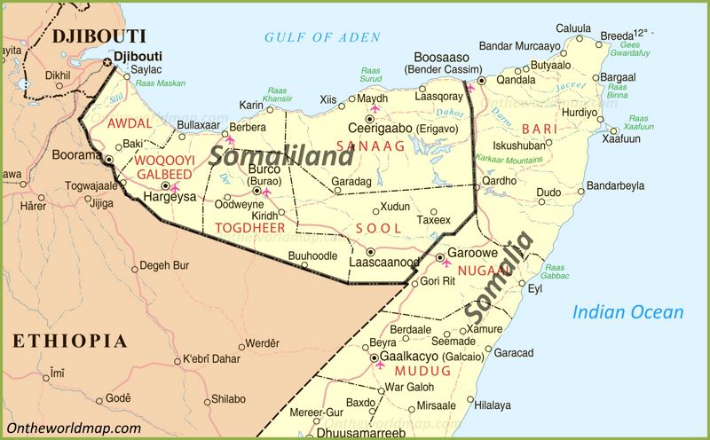 Large Detailed Map of Somaliland