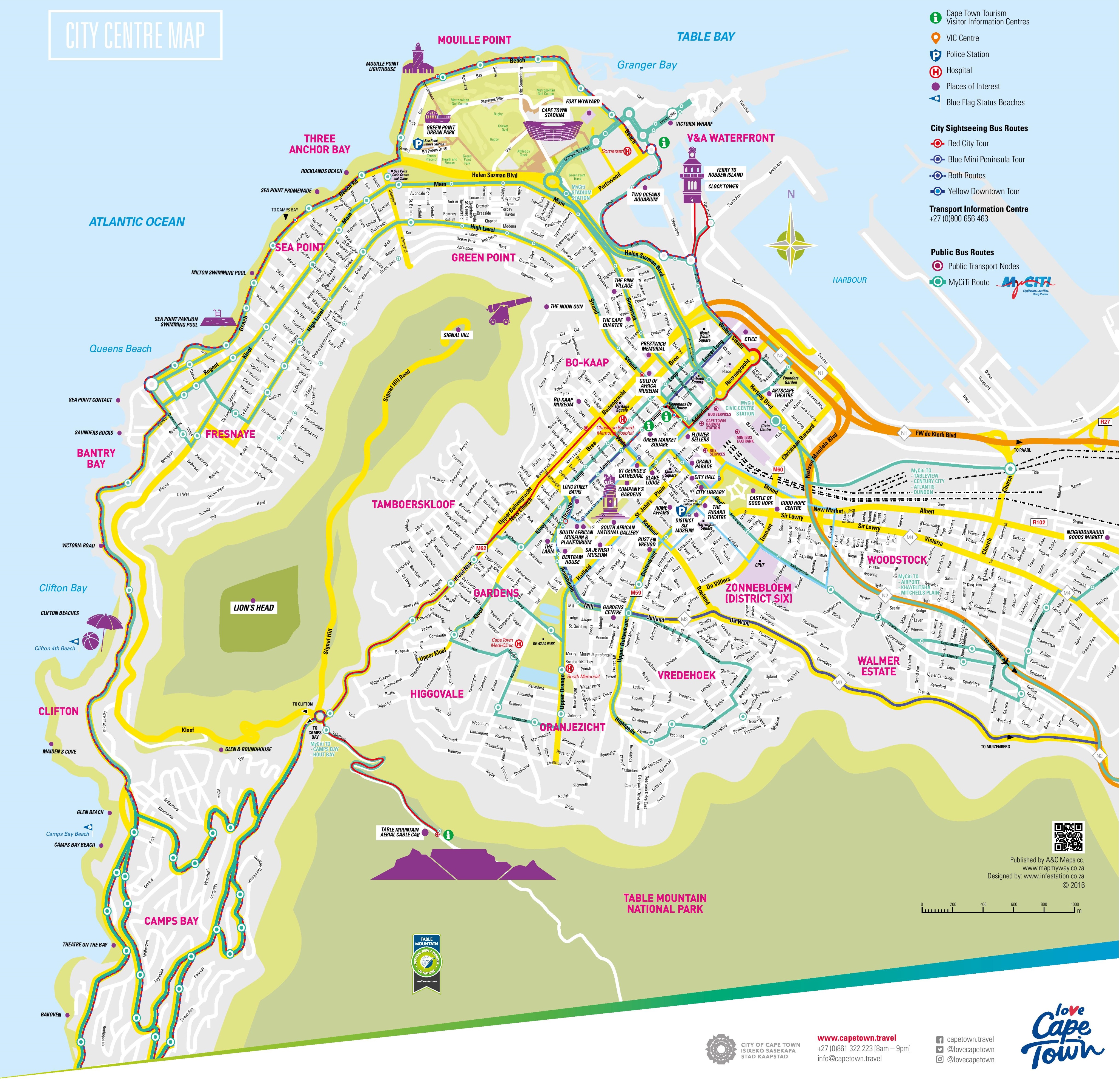 Road map Cape Town & surrounding attractions