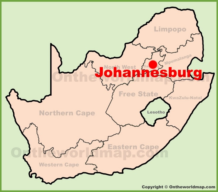 Johannesburg location on the South Africa Map