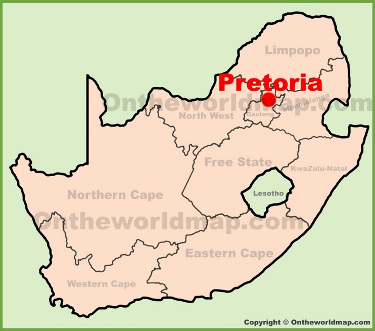 Pretoria location on the South Africa Map