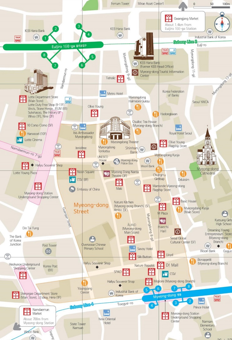 Myeong-dong shopping map