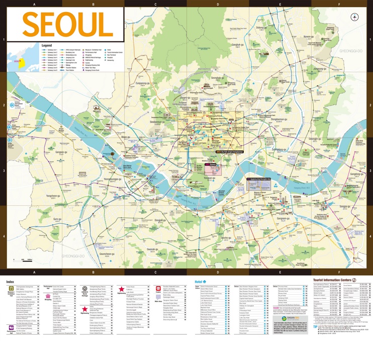 Seoul hotels and sightseeings map