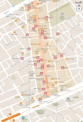 Sinsa-dong and Garosu-gil shopping map