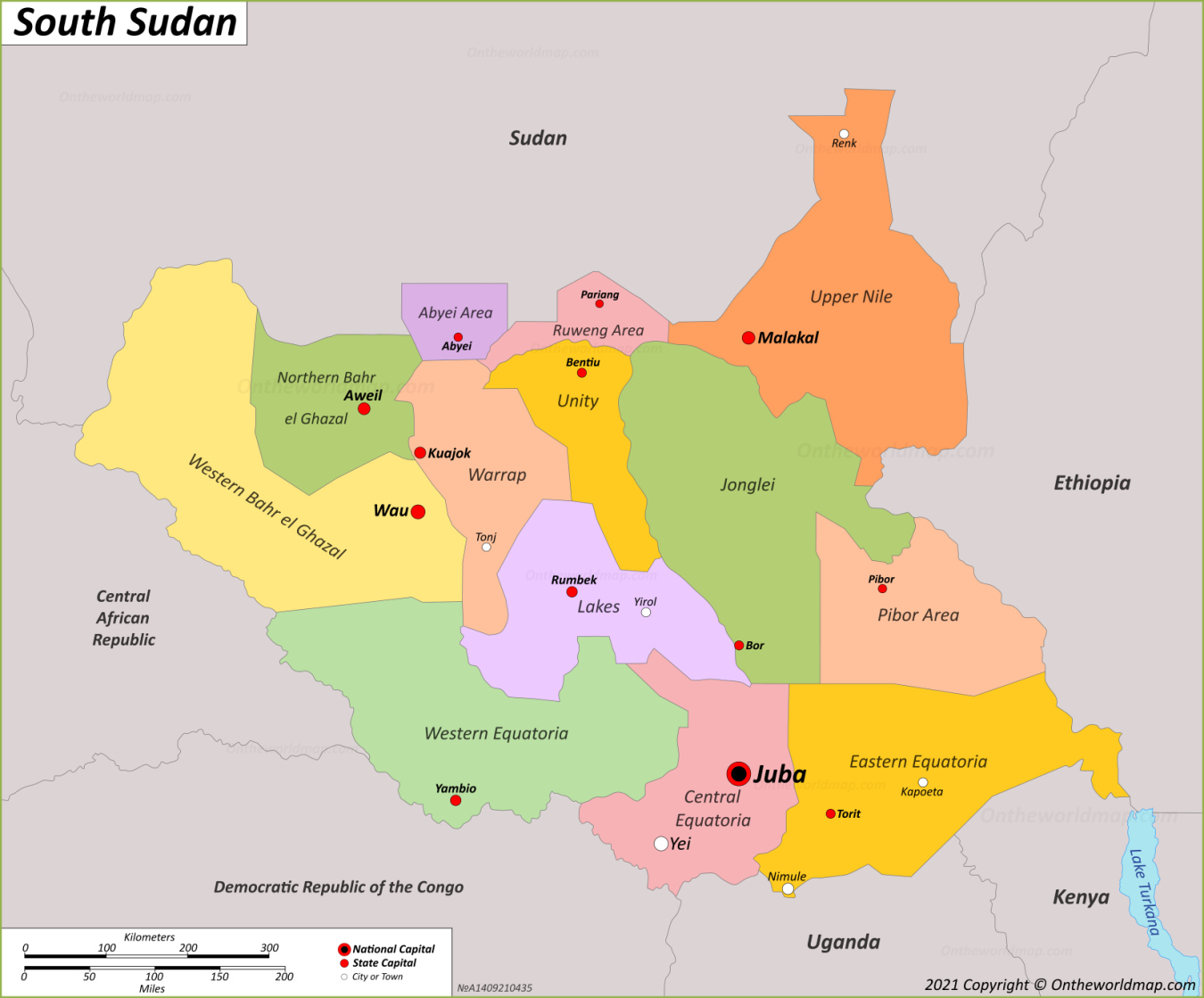 South Sudan Maps Detailed Maps Of Republic Of South Sudan   Map Of South Sudan 1350 