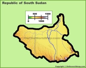 South Sudan physical map