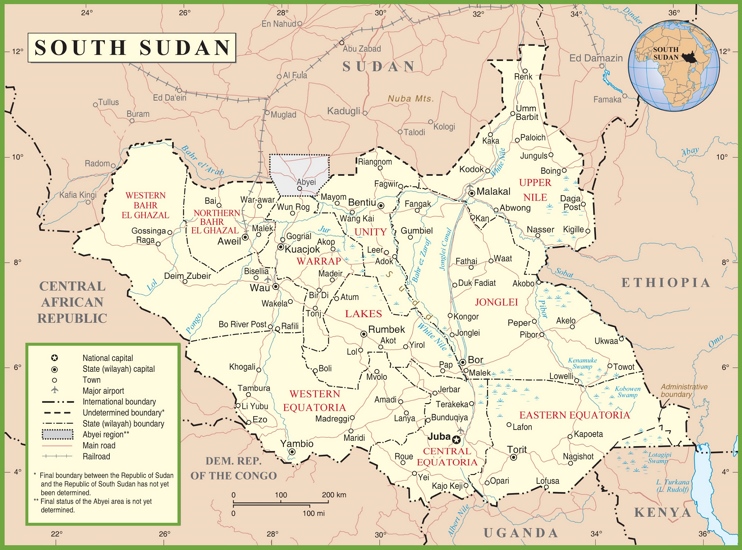 South Sudan political map