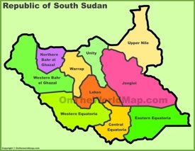 South Sudan states map