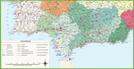 Large detailed map of Andalusia with cities and towns