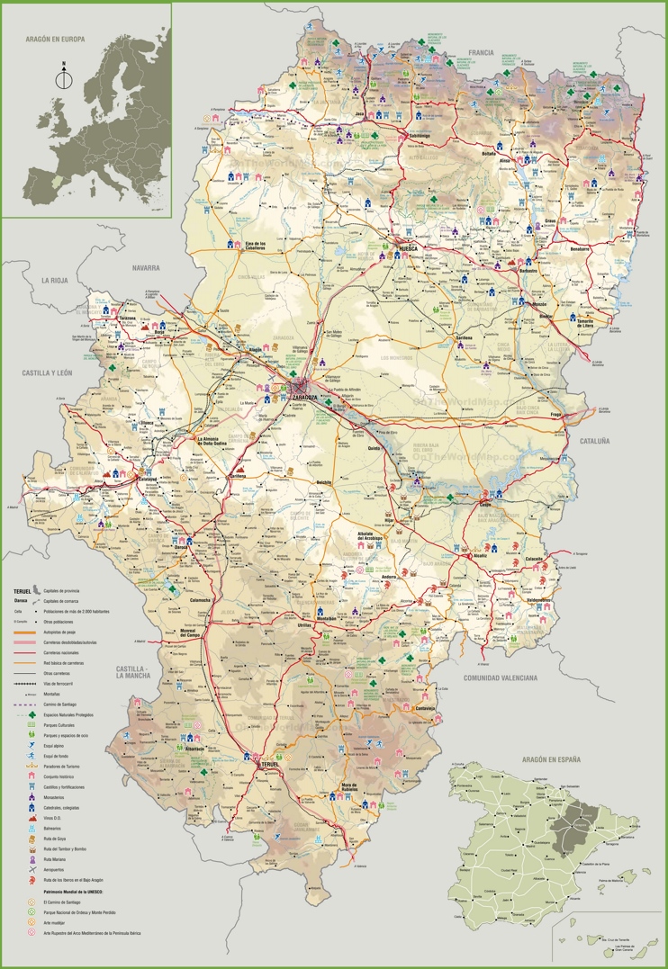 Aragón Viaje Mapa