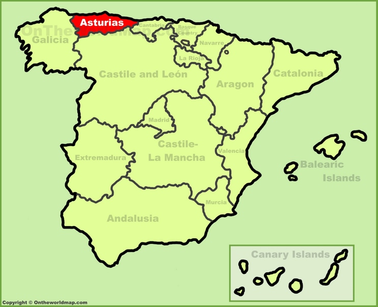 Asturias en el mapa de España