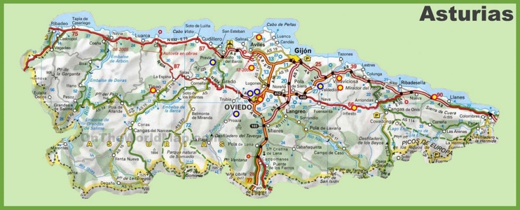 Asturias carreteras mapa