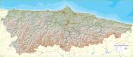 Large detailed map of Asturias with cities and towns
