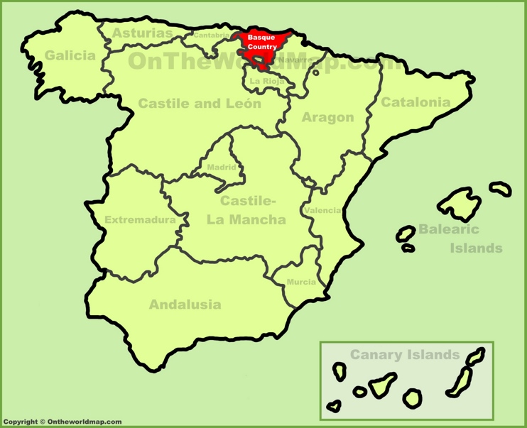 País Vasco en el mapa de España