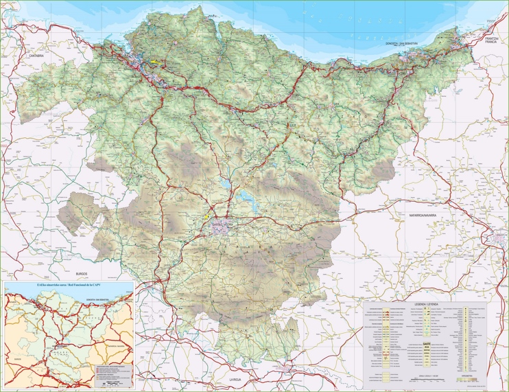 Large detailed map of Basque Country with cities and towns