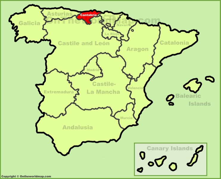 Cantabria location on the Spain map