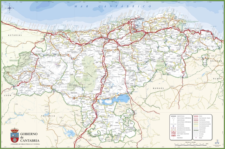 Large Detailed Map Of Cantabria With Cities And Towns Ontheworldmap Large Detailed Map Of Cantabria With Cities And Towns Ontheworldmap