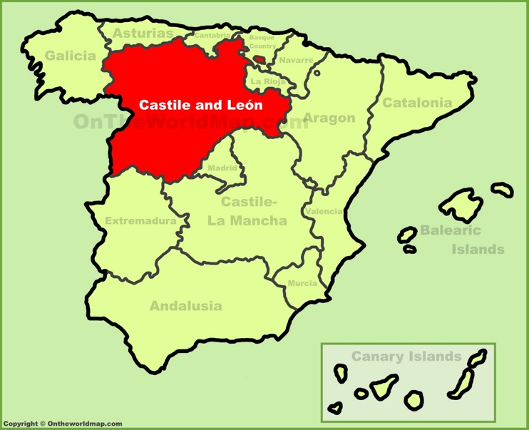 Castile and León location on the Spain map