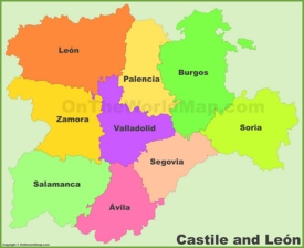 Castile and León provinces map