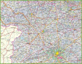 Large detailed map of Castile and León with cities and towns