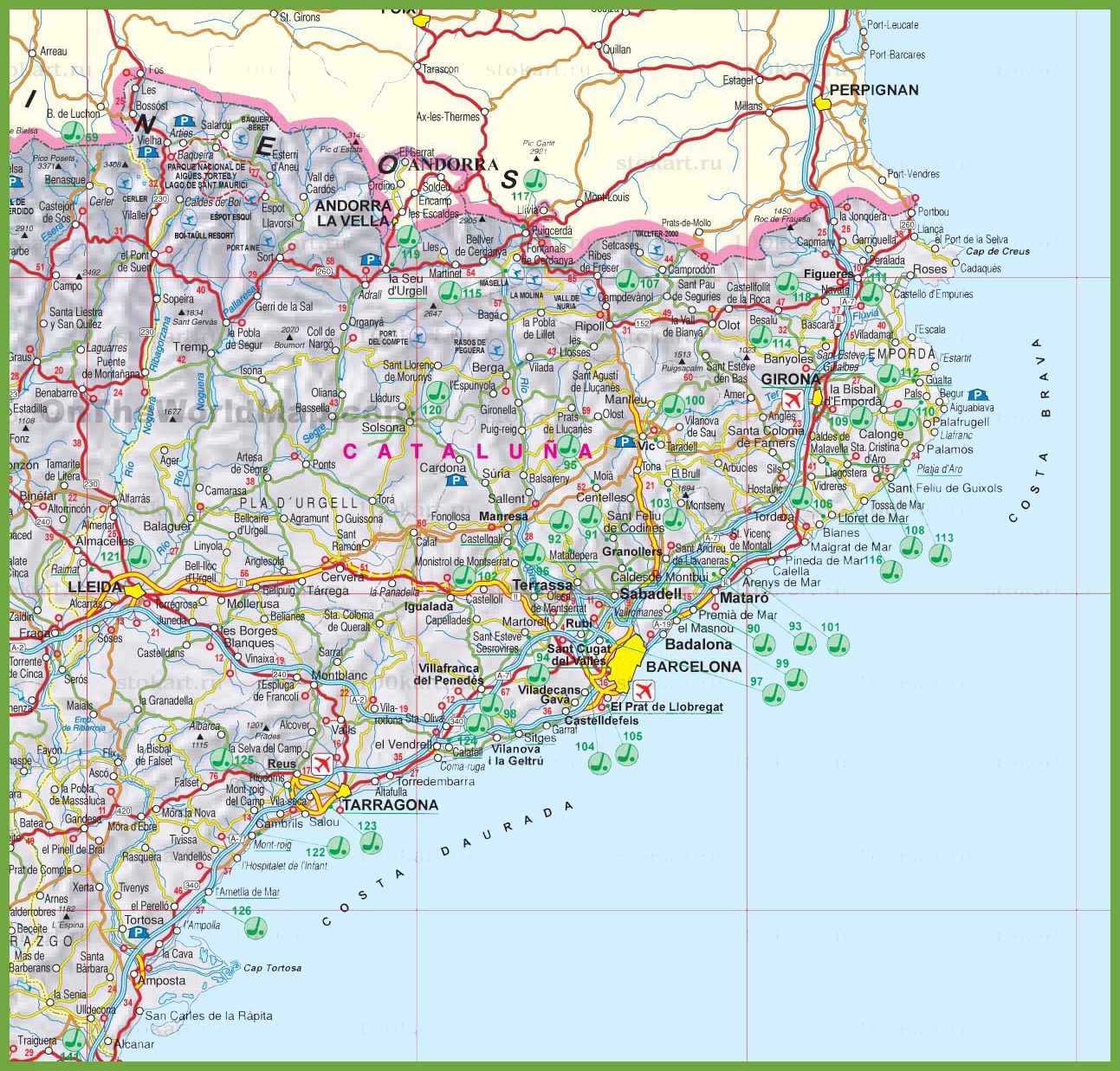 Altoparlante Arashigaoka Color Mapa Turistico De Cataluña Manuscrito