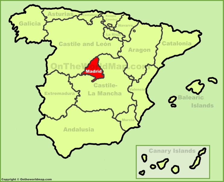 Comunidad de Madrid en el mapa de España
