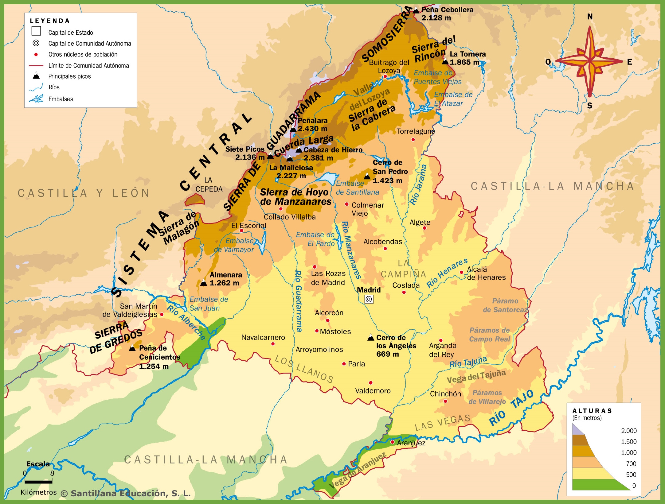 Comunidad De Madrid Mapa Fisico