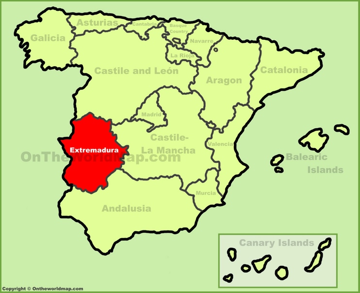 Extremadura en el mapa de España