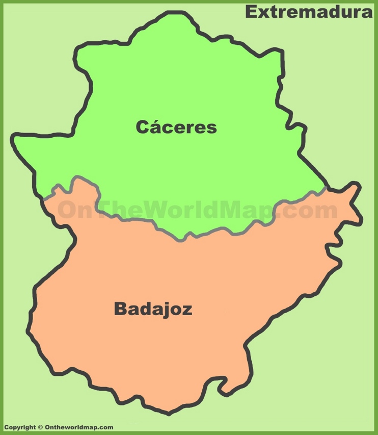 Extremadura Provincias Mapa