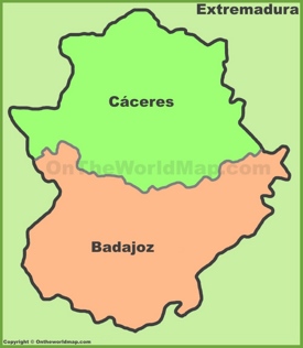 Extremadura provinces map