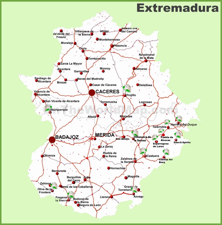 Extremadura carreteras mapa