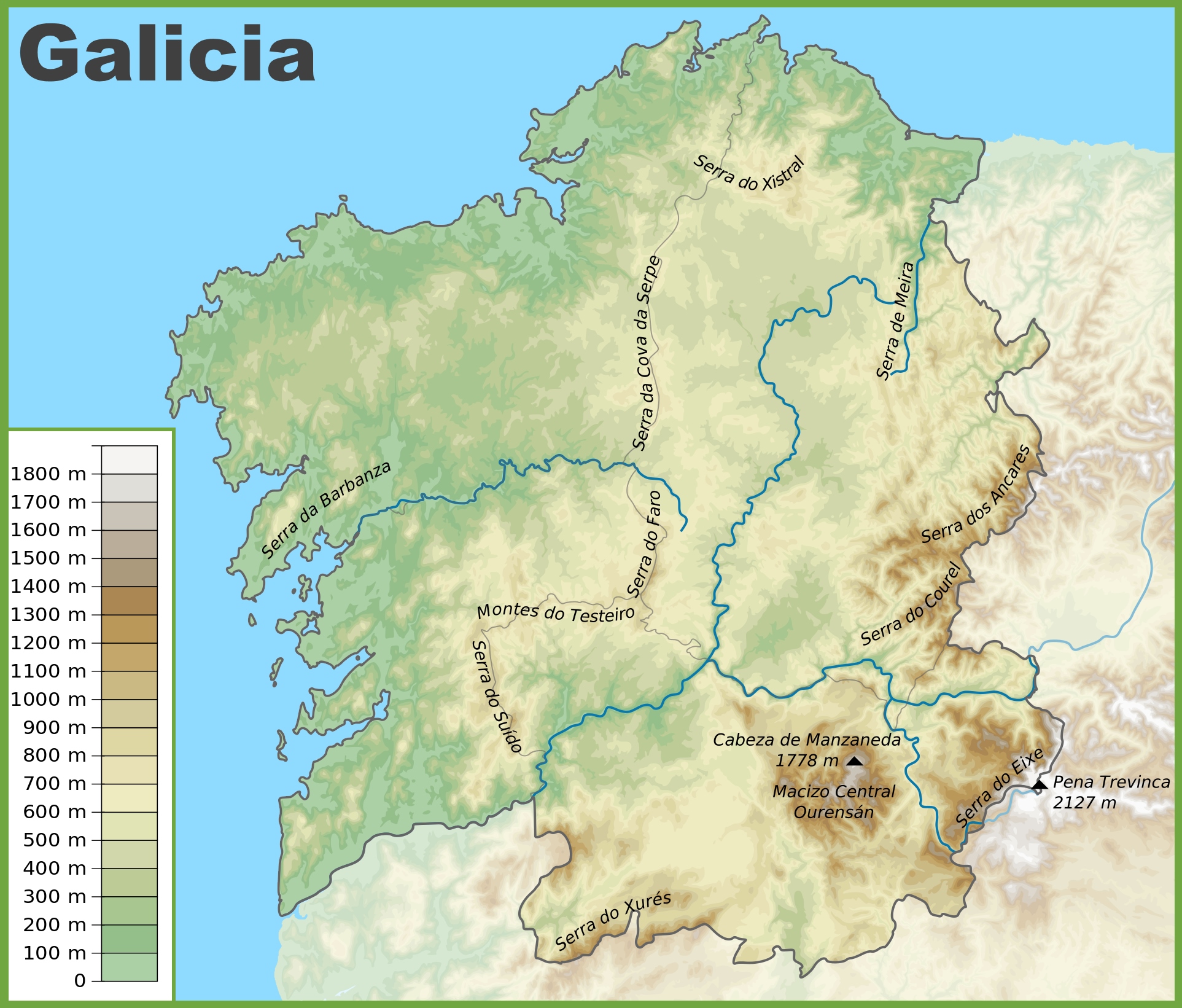 Galicia Physical Map 
