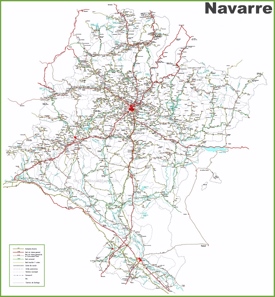 Gran mapa detallado de Navarra con ciudades y pueblos