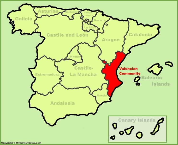 Valencian Community location on the Spain map