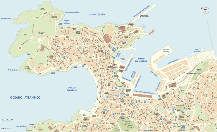 A Coruña city center map