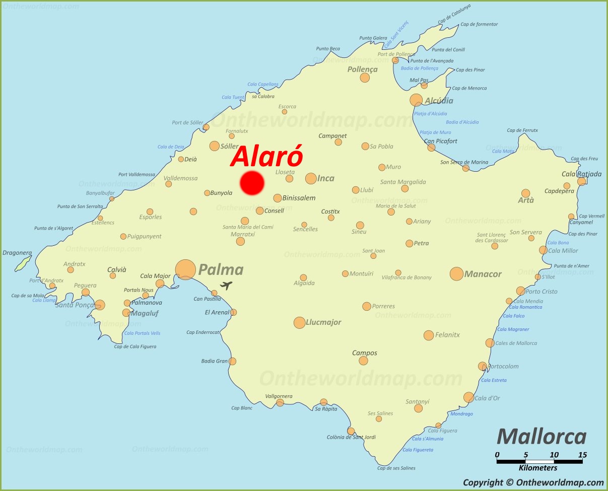 Alaró Location On The Mallorca Map