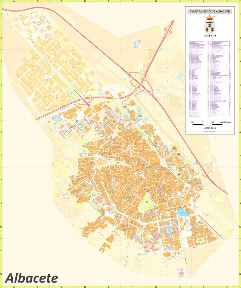 Mapa detallado grande de Albacete