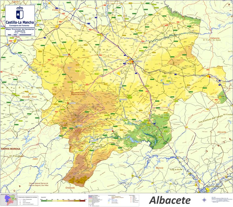 Mapa detallado grande de la provincia de Albacete