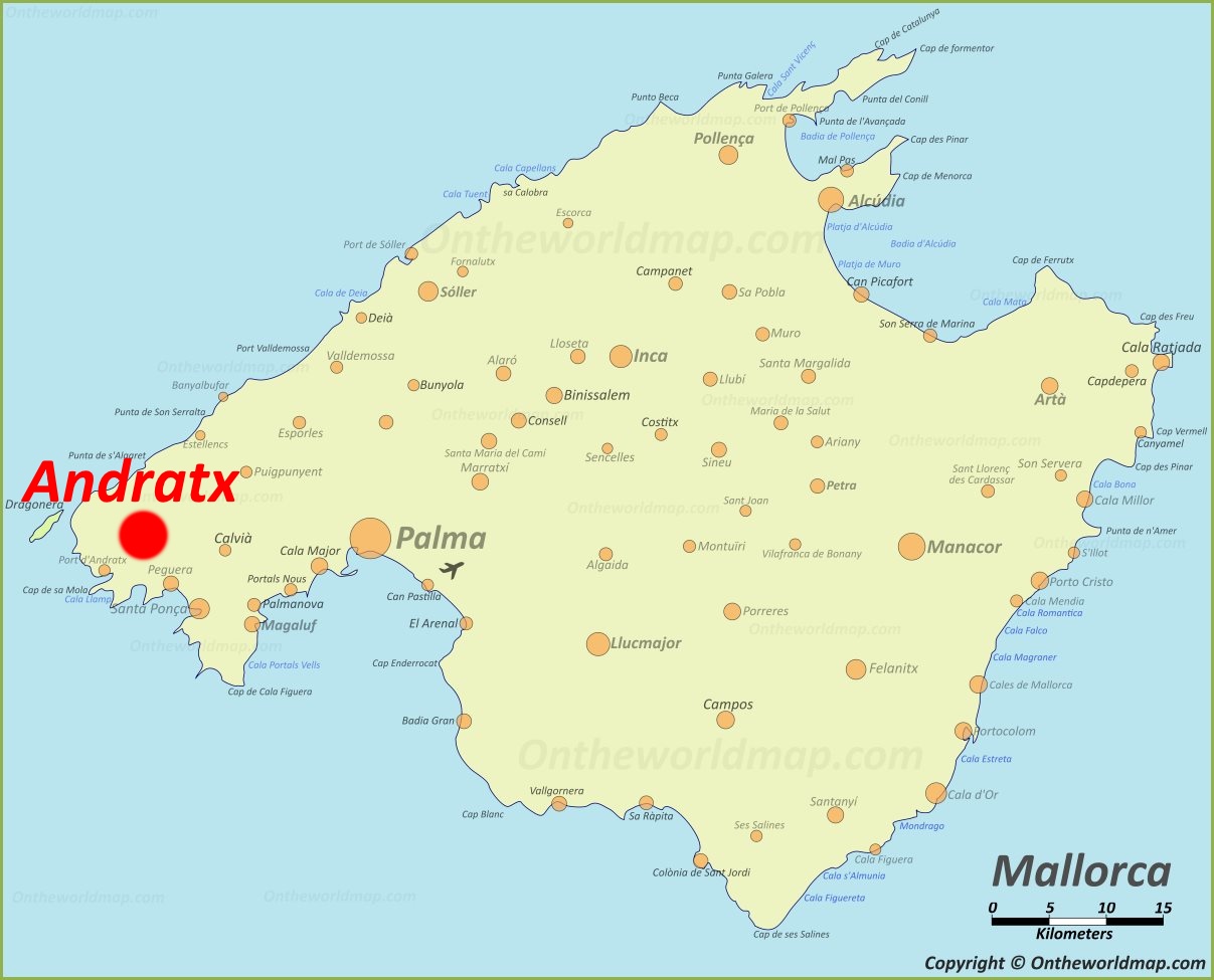 Andrach en el Mapa de Mallorca